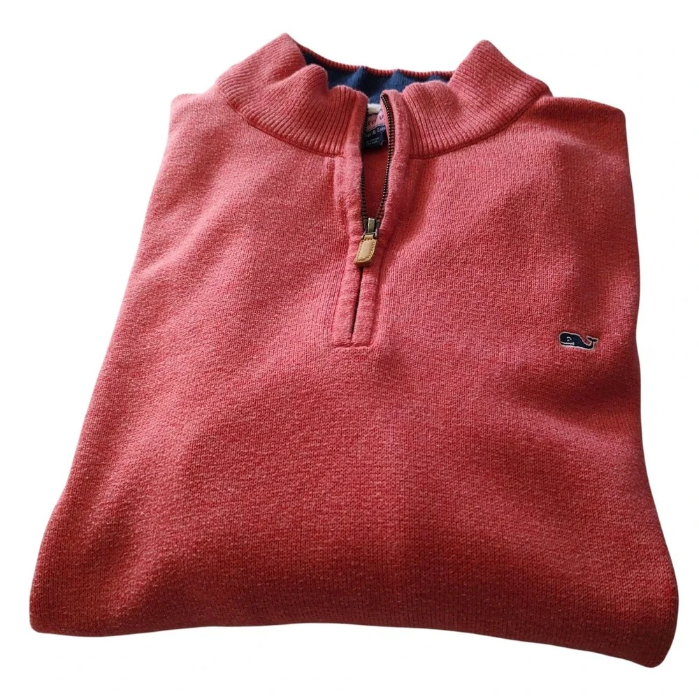 Retro Vineyard Vines Quarter Zip Sweater Long Sleeve Salmon Mens Extra Large‎